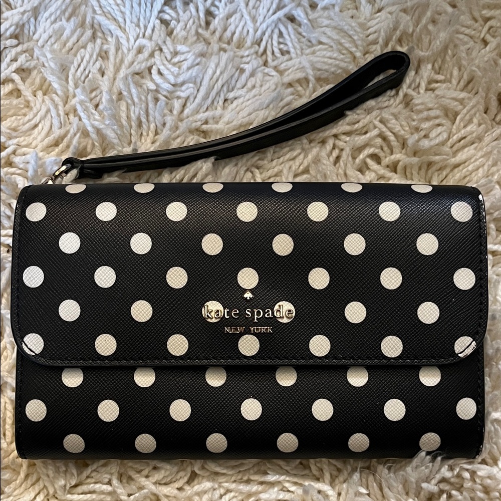 Kate Spade Black and White Polka Dot Clutch
